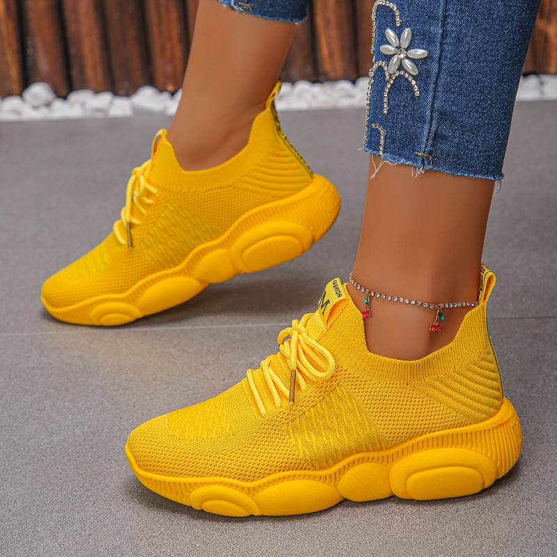 Kadın Spor Ayakkabıları Yeni T - Knit Fabric Lace Up Sneakers incelemesi ve fiyatı